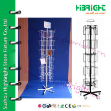 Rolling 6 Tier Metal Wire Spinning CD Display Rack with Sign Holder